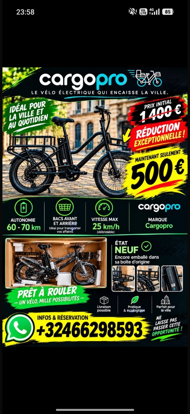 Elektrische bakfiets ONVERSLAANBARE PRIJS ‼️‼️‼️, Fietsen en Brommers, Schijfrem, Ophalen, Overige merken, Nieuw