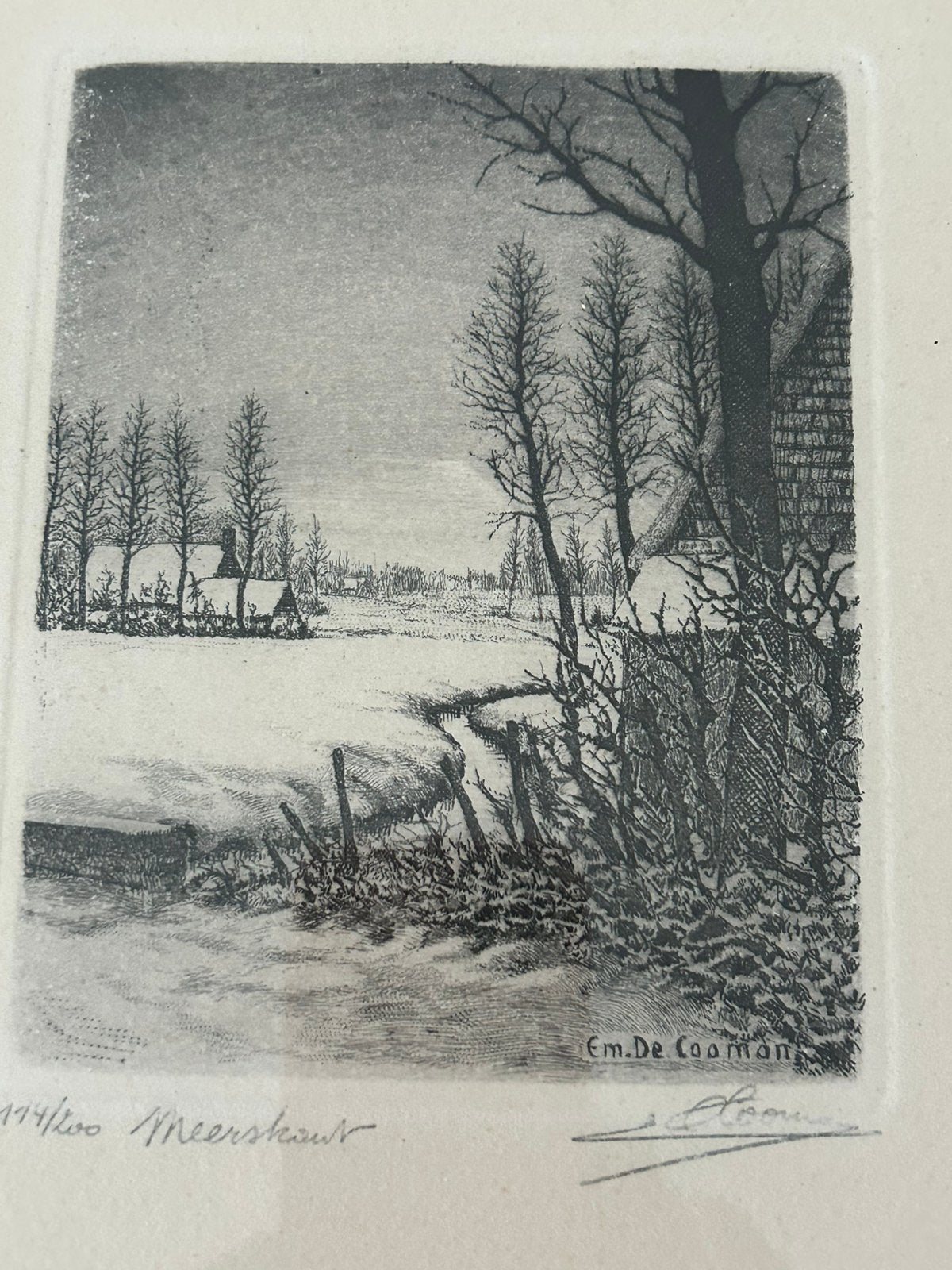 Ets van Emiel De Cooman, Antiek en Kunst, Kunst | Etsen en Gravures, Ophalen, Ets, Genummerd, 14 cm