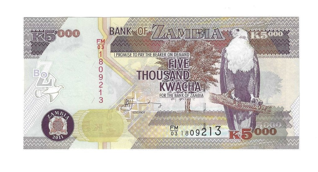 Zambia, 5000 Kwacha 2011, UNC., Timbres & Monnaies, Billets de banque | Afrique, Enlèvement ou Envoi, Zambie, Billets en vrac
