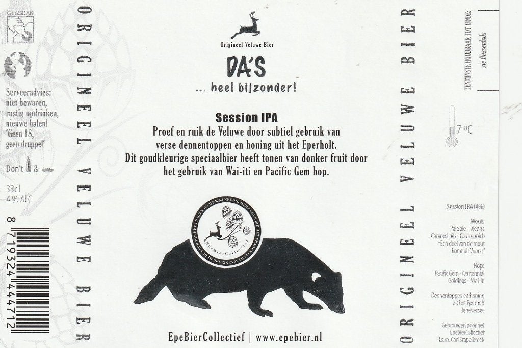 bieretiket Nederland  Epe Bier : Da's, Verzenden, Nieuw, Overige typen, Overige merken