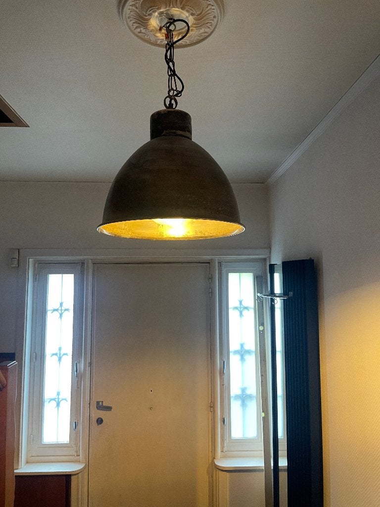 Industriele lampenkap, Gebruikt, Bruin, Rond, 40 cm