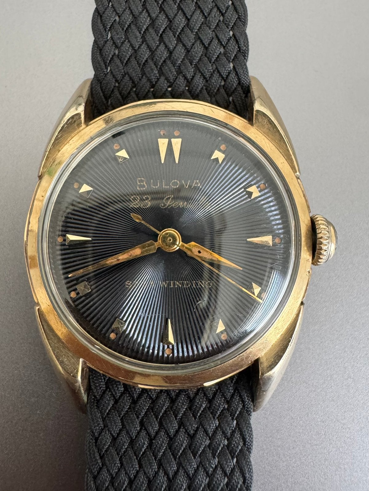 Bulova 23 Jewels Automatic „Sunburst” - jaar 1956 (L6), Ophalen of Verzenden, Overige materialen, Polshorloge, Bulova