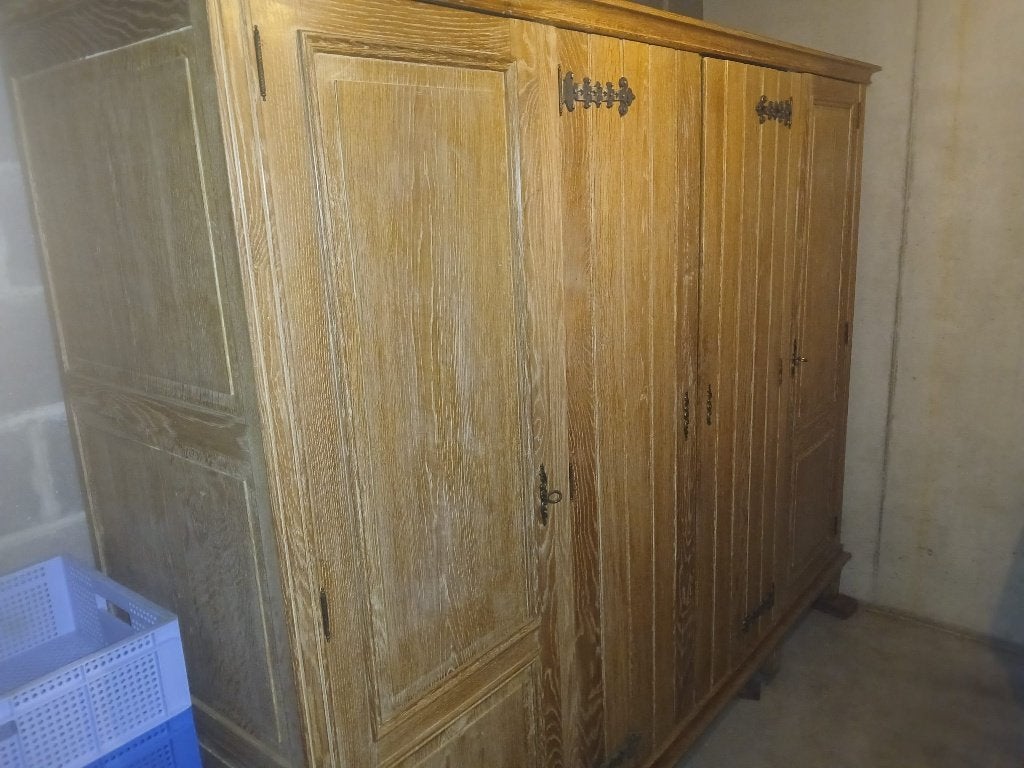 massief eikenhouten kledingkast 4 deurs klassiek design, Ophalen, Met deur(en), Gebruikt, 150 tot 200 cm