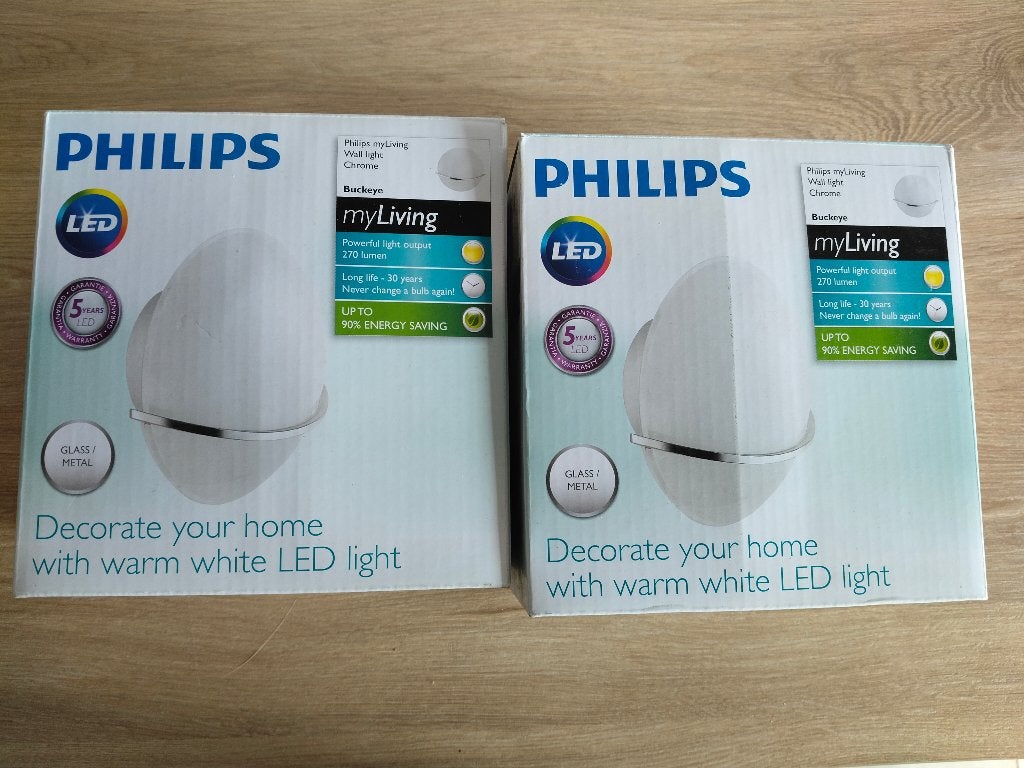 2x Philips Buckeye LED wandlamp, Maison & Meubles, Lampes | Appliques, Enlèvement, Applique murale, LED, Philips