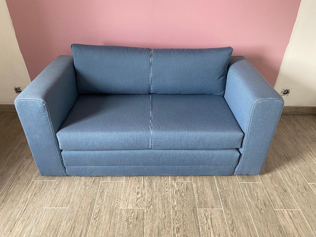Divan lit de 140cm, Enlèvement, Comme neuf, Bleu