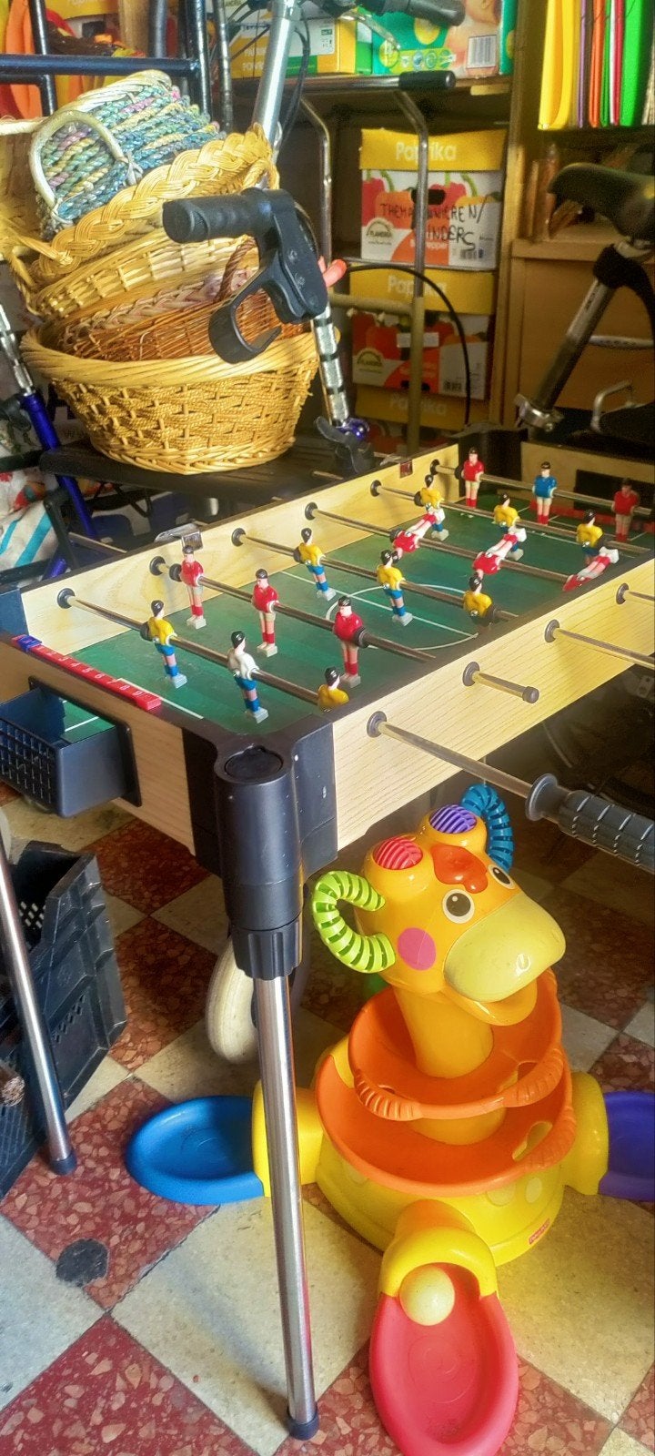 voetbal tafeltje, Ophalen