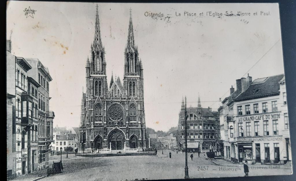 OSTENDE OOSTENDE P LACE de l EGLISE 1912, Verzamelen, Ophalen of Verzenden