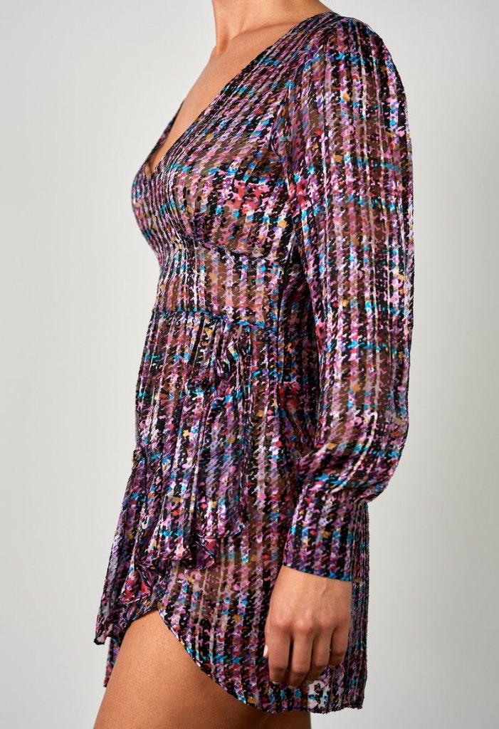 Robe en crêpe de soie violette italienne neuve !, Envoi, Neuf, Taille 38/40 (M), Au-dessus du genou