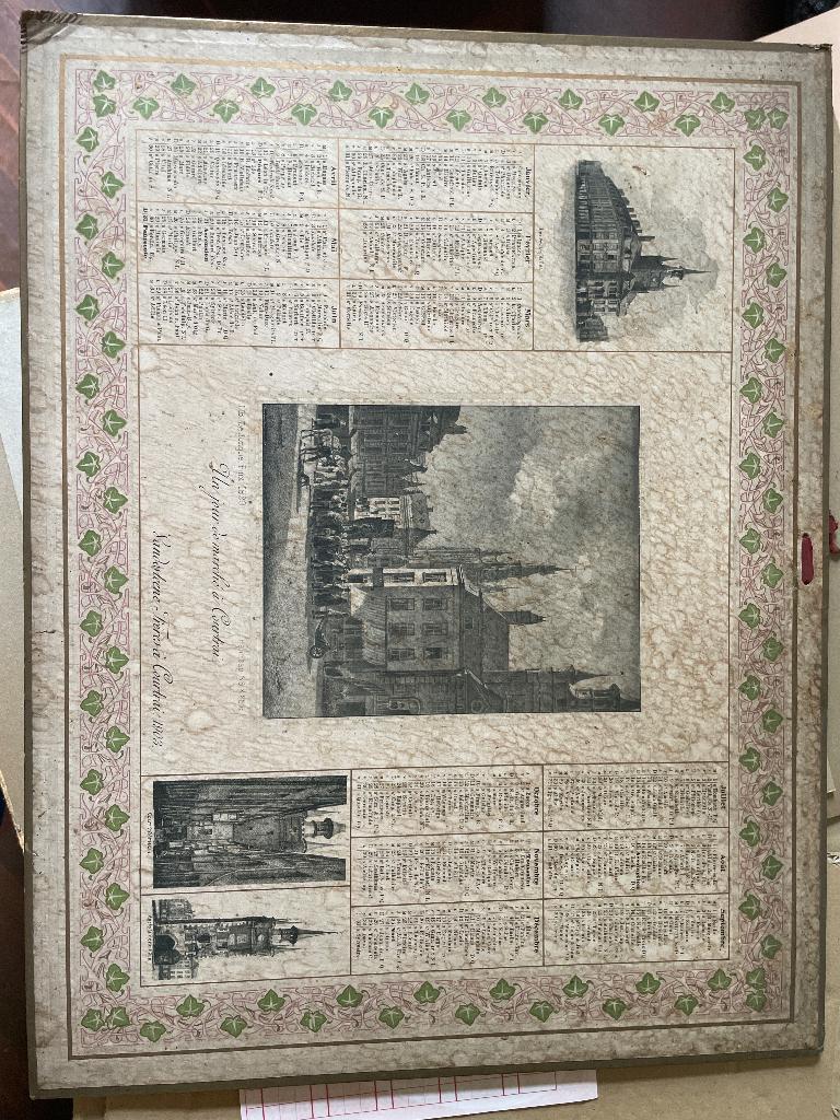 Antieke kalender Kortrijk 1903, Diversen, Kalenders, Ophalen, Jaarkalender, Gebruikt