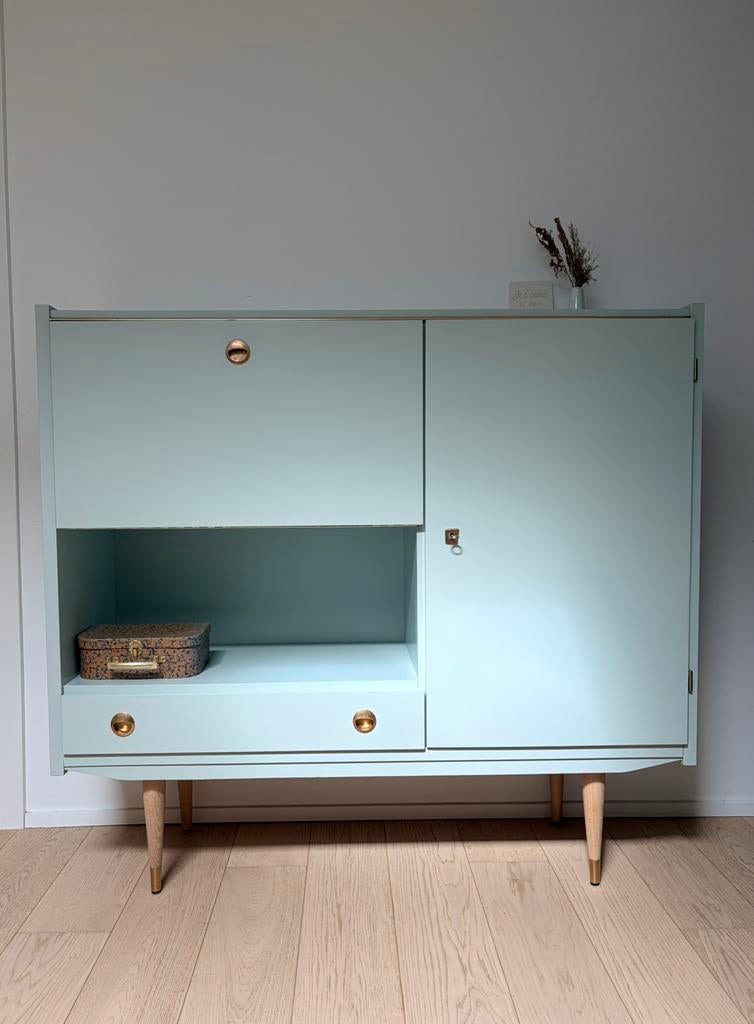 Grand Buffet vintage restauré, Enlèvement ou Envoi, Comme neuf, 100 à 150 cm, Autres essences de bois