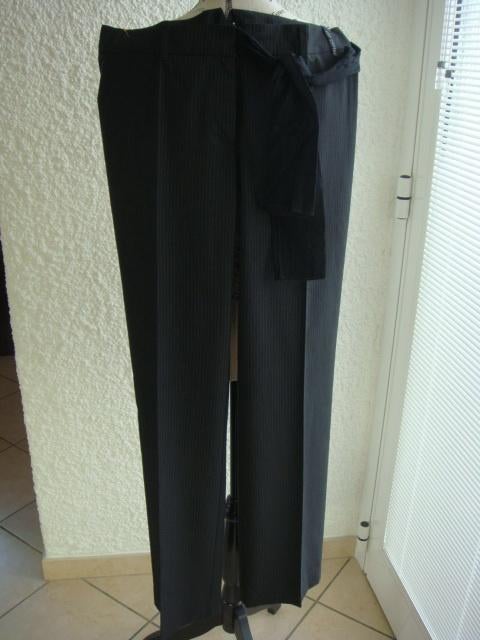 Pantalon large noir rayures "Cop Copine" Taille 40, Maat 38/40 (M), Verzenden, Zwart, Zo goed als nieuw