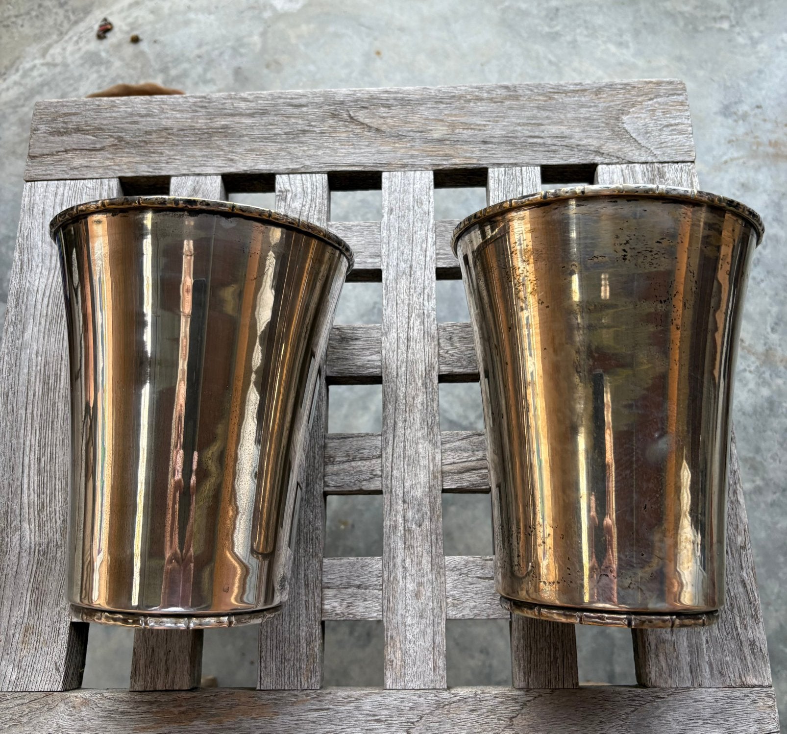 2 mooie verzilverde cache pots, Maison & Meubles, Enlèvement ou Envoi