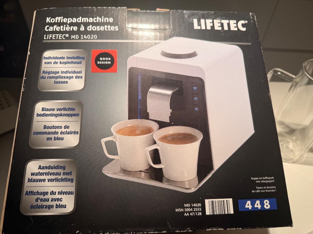 Koffiepad machine Lifetec, Ophalen, Koffiepads en cups, 2 tot 4 kopjes, Koffiemachine