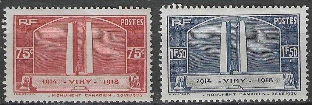 Frankrijk 1936 - Yvert 316-317 - Het Vimy-monument  (PF), Verzenden, Postfris