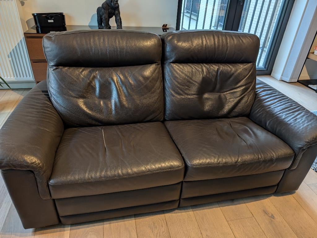 Canapés en cuir marron, 100 à 125 cm, Quatre personnes ou plus, Enlèvement, Utilisé