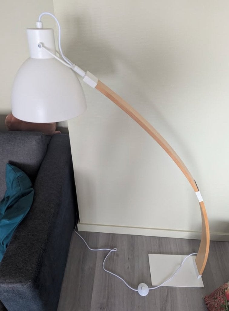 Lampadaire design scandinave (Arc en bois), Ophalen, Hout