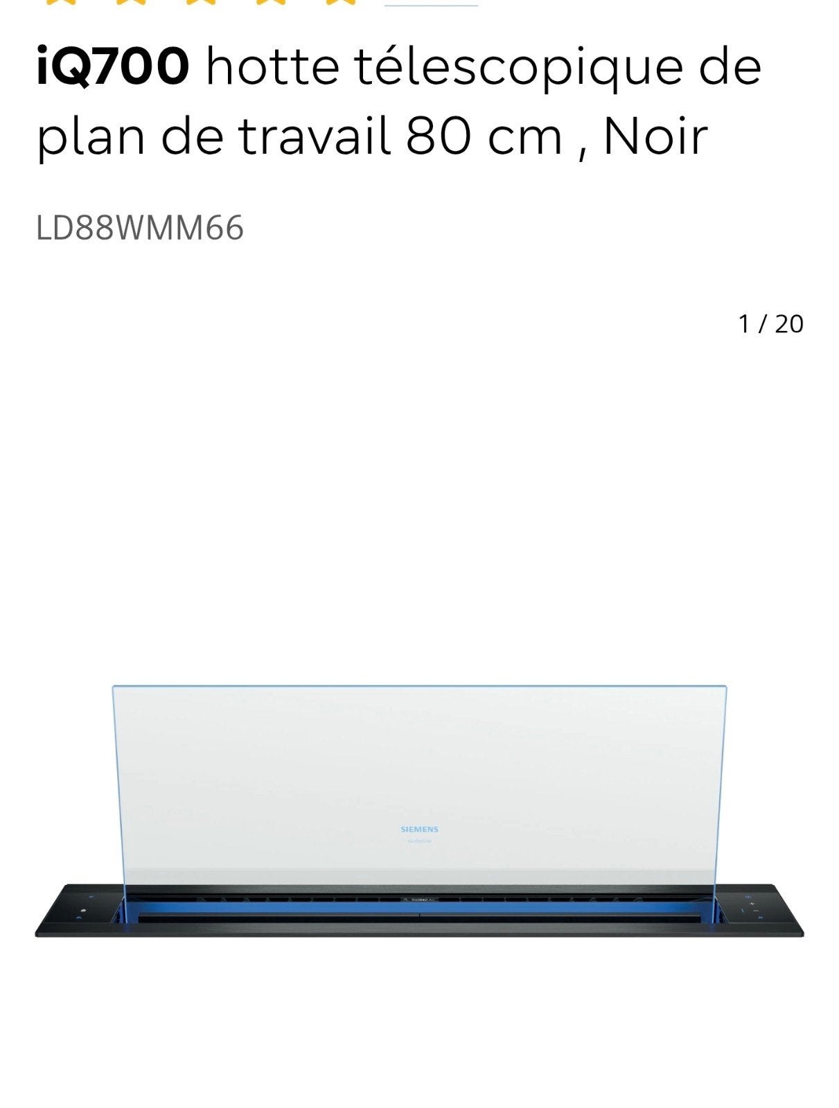 Hotte pour plan de travail SIEMENS 80CM NEUVE SCELLÉE, Autres types, Enlèvement, Neuf, Autres marques