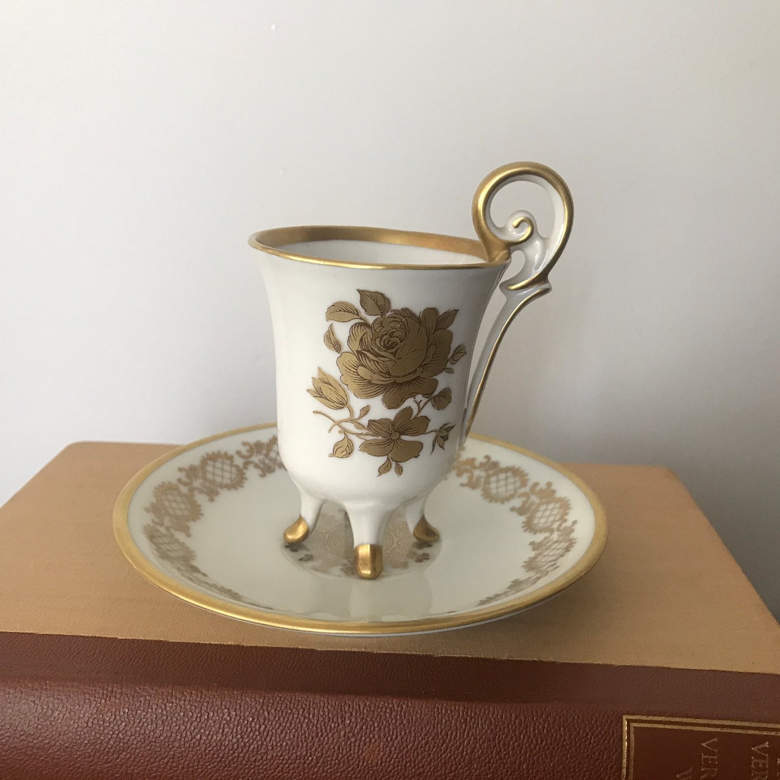 Vitage porseleinen mokkasetje, Gloria Fine Porcelain, Antiek en Kunst, Ophalen of Verzenden