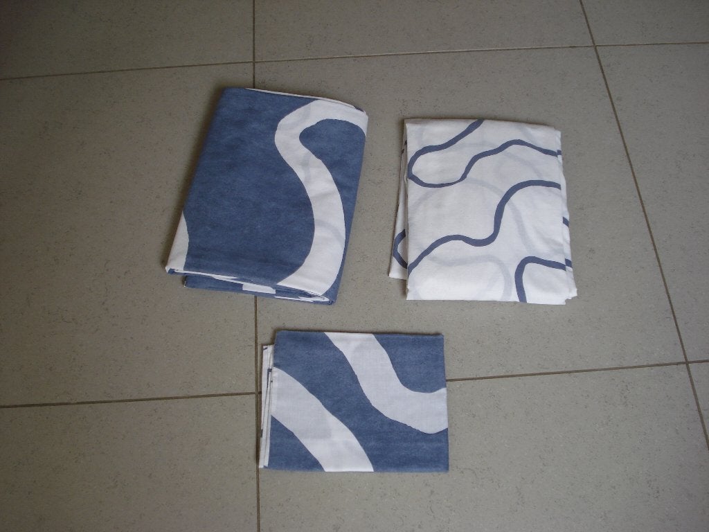 Set: 1 persoons dekbedovertrek + hoeslaken + sloop, Huis en Inrichting, Slaapkamer | Beddengoed, Eenpersoons, Blauw, Dekbedovertrek