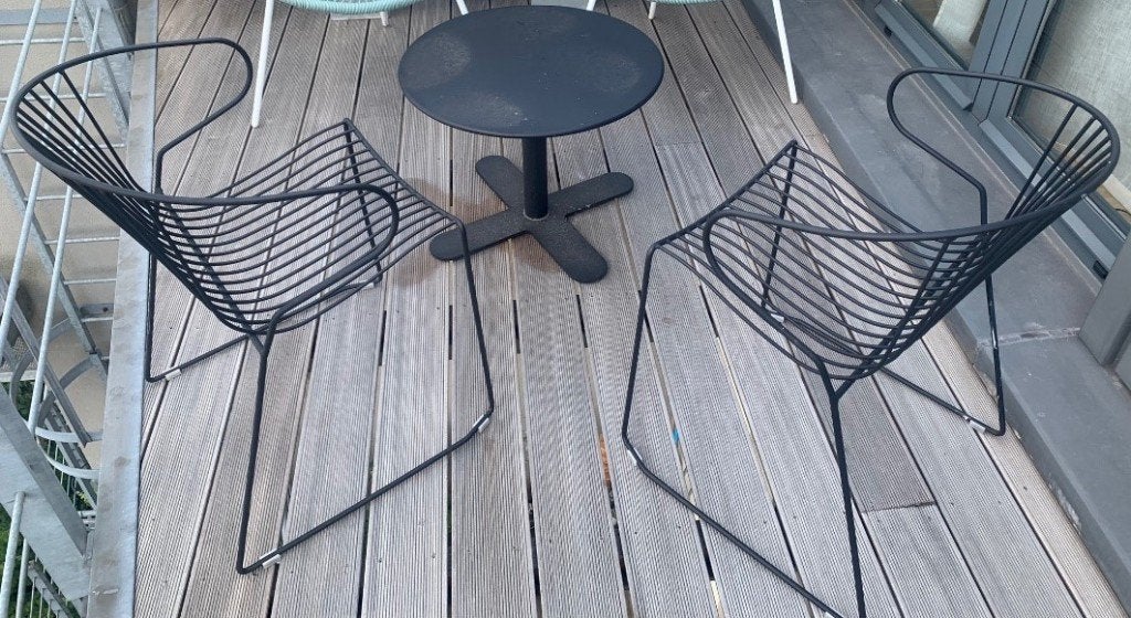Ensemble chaises + table en fer pour terrasse, Enlèvement, Comme neuf, Métal, Empilable