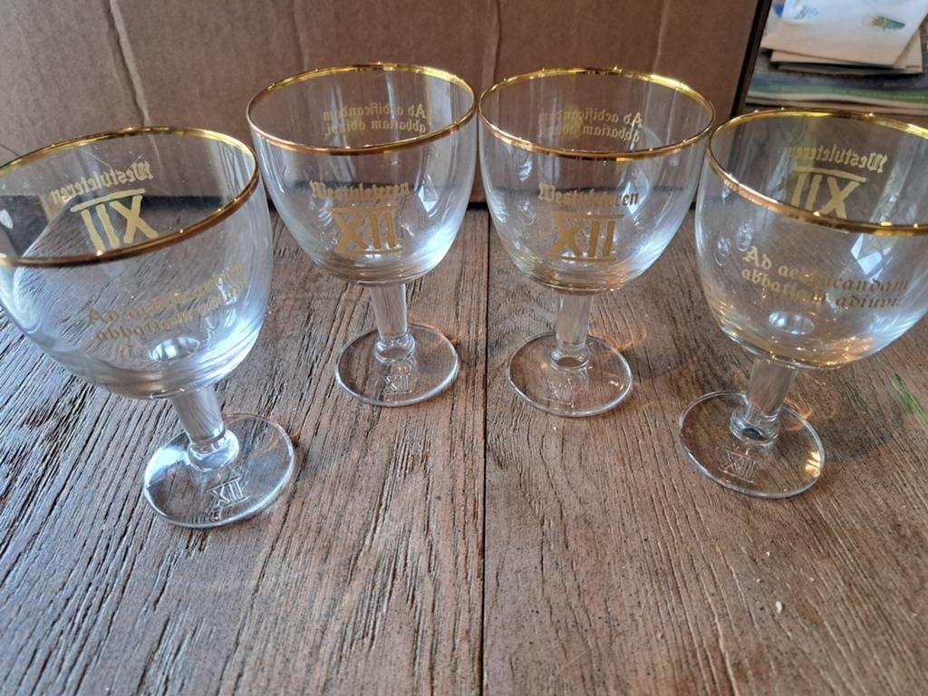4 glazen westvleteren 15cl, Enlèvement ou Envoi, Comme neuf, Verre à bière