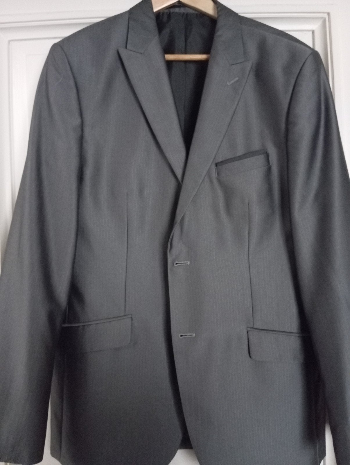 Lichtgrijze blazer met lichte glans, maat 54, Ophalen of Verzenden, Maat 52/54 (L)