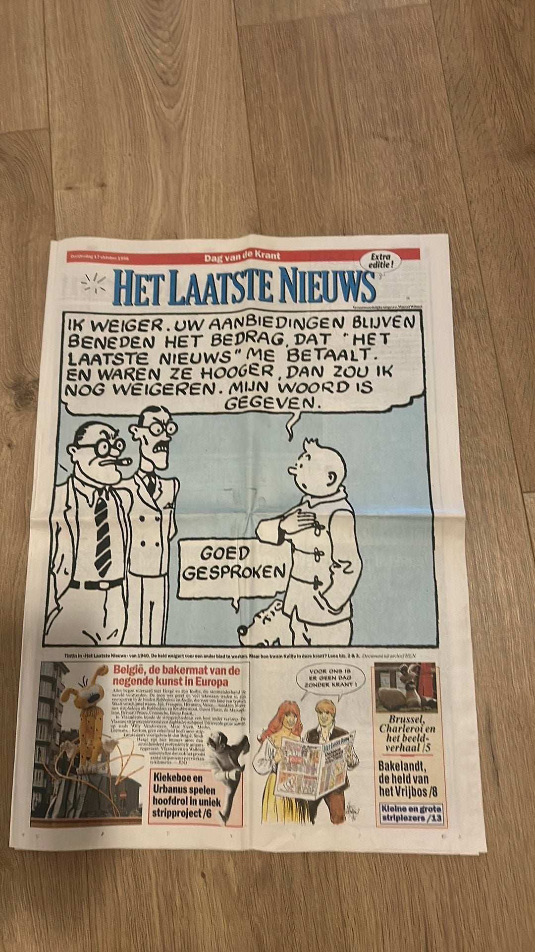 Kuifje kiekeboe urbanus bakelandt Krant extra editie 1996, Ophalen of Verzenden, Zo goed als nieuw