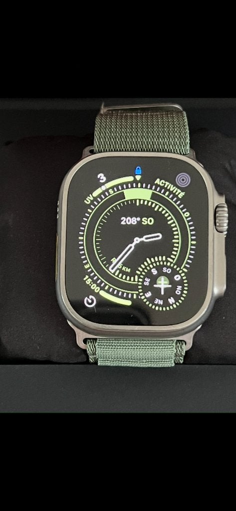 Apple Watch Ultra 49mm Titanium très bonne état, Enlèvement ou Envoi, IOS, Comme neuf, Vert