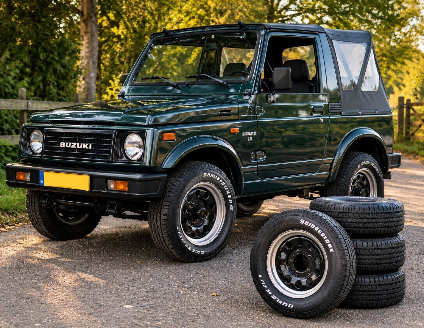 5x Velgen met banden voor Suzuki Samurai/SJ/Jimny 205/70R15, Enlèvement, Pneu(s)
