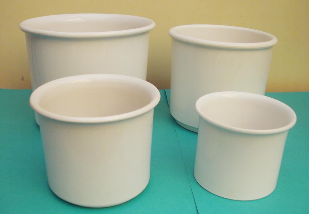 Lot de 4 cache-pots en faïence blanche lisse, Moins de 25 cm, Comme neuf, Enlèvement, Moins de 40 cm