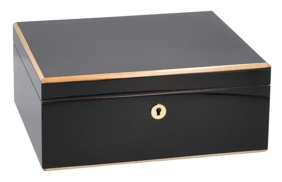AKTIE HUMIDOR ADORINI MILAN DELUXE 75 SIGAREN ZWART     h157, Verzamelen, Verzenden, Nieuw, Tabaksdoos of Verpakking