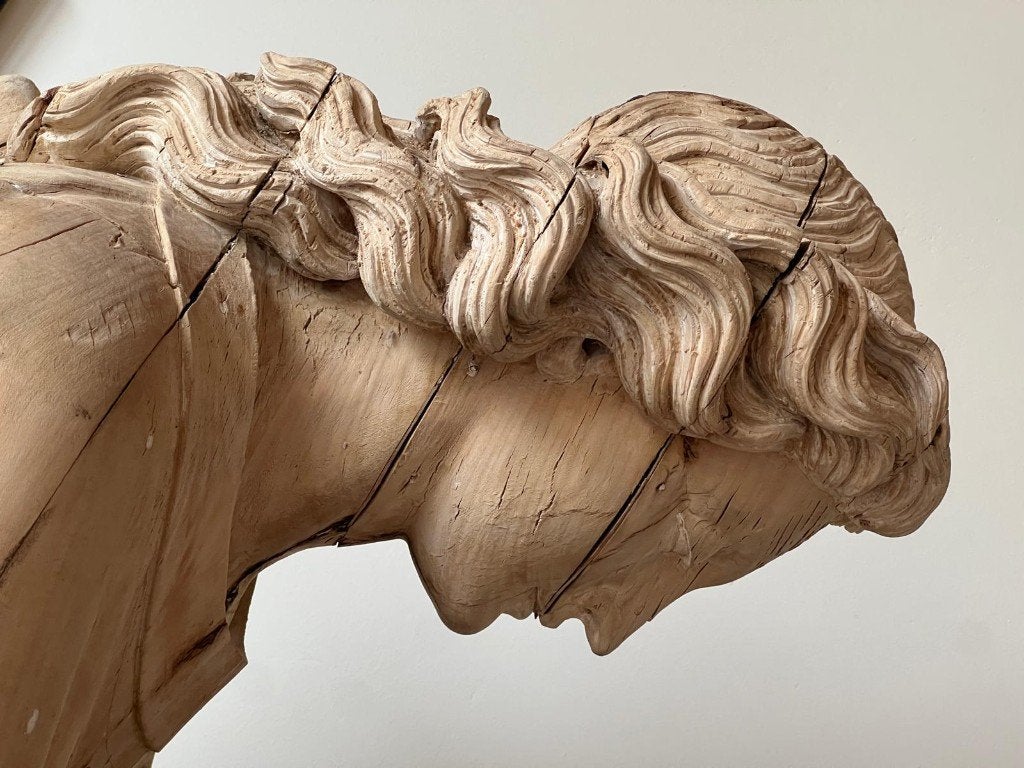 Houtsculptuur engel, Enlèvement, Fait main, Statue