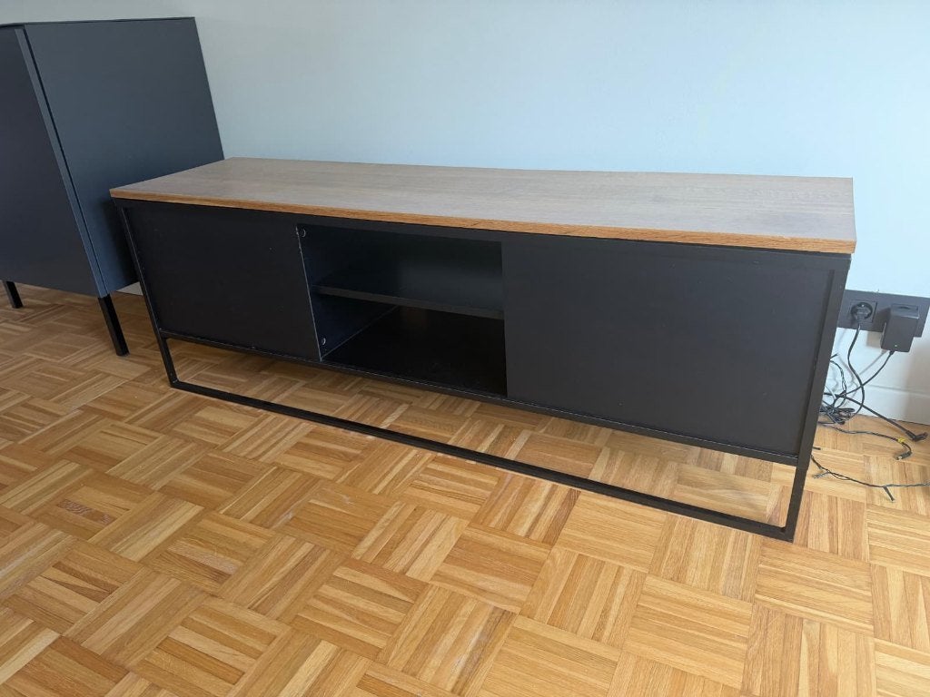 Zwart tv meubel, Huis en Inrichting, Kasten |Televisiemeubels, Ophalen, Gebruikt, 100 tot 150 cm, Minder dan 100 cm
