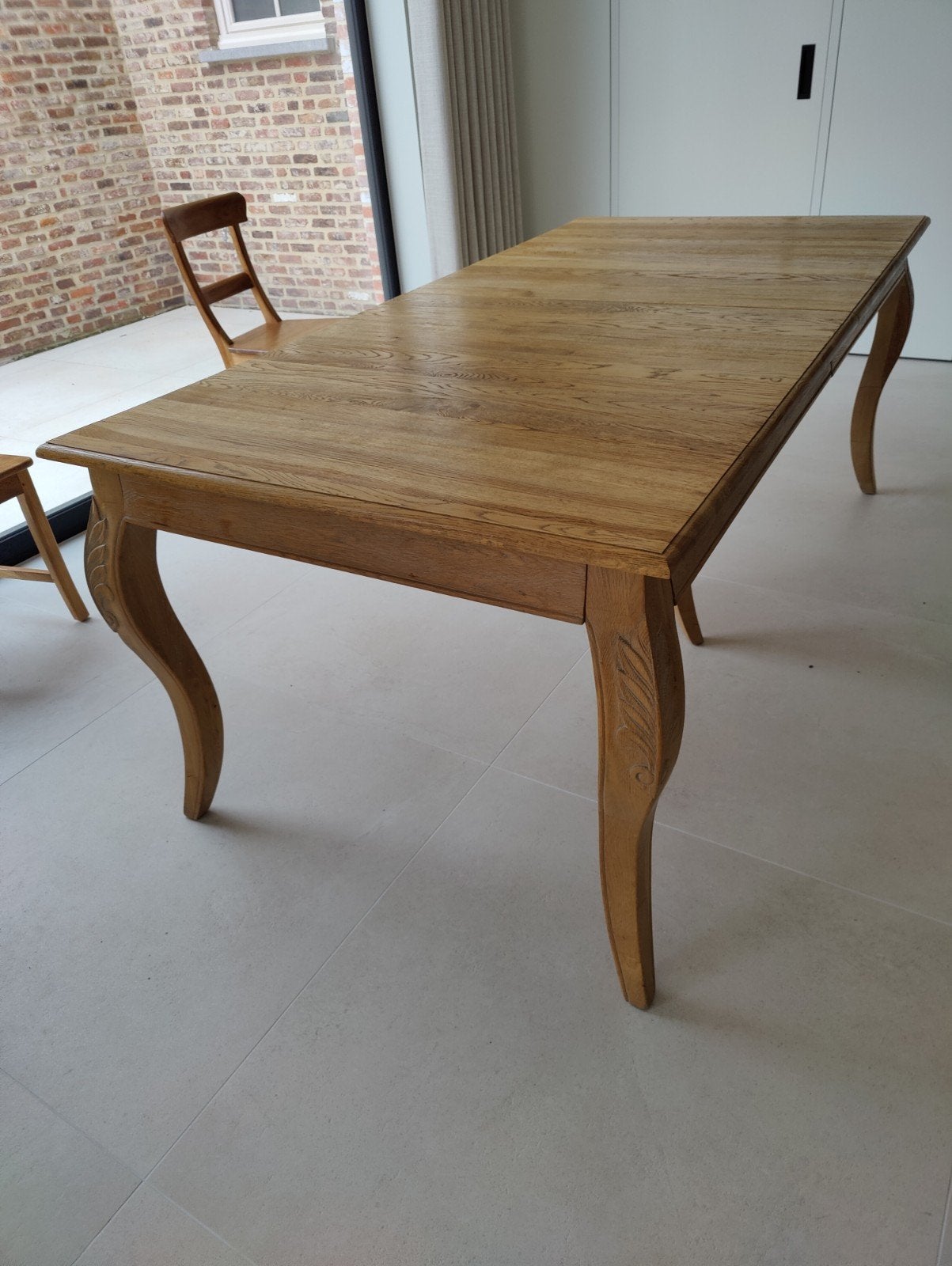Eiken tafel 2m breed, met tussenstukken tot 3m breed, Ophalen