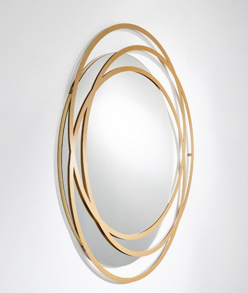 MANDALA, miroir de forme ovoïdale, couleur doré-130x113x2, Huis en Inrichting, Ophalen, Zo goed als nieuw, Goud, Metaal