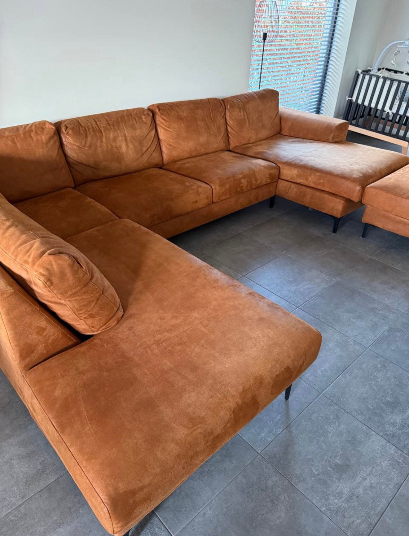 Grand fauteuil d'angle cognac, Enlèvement, Comme neuf