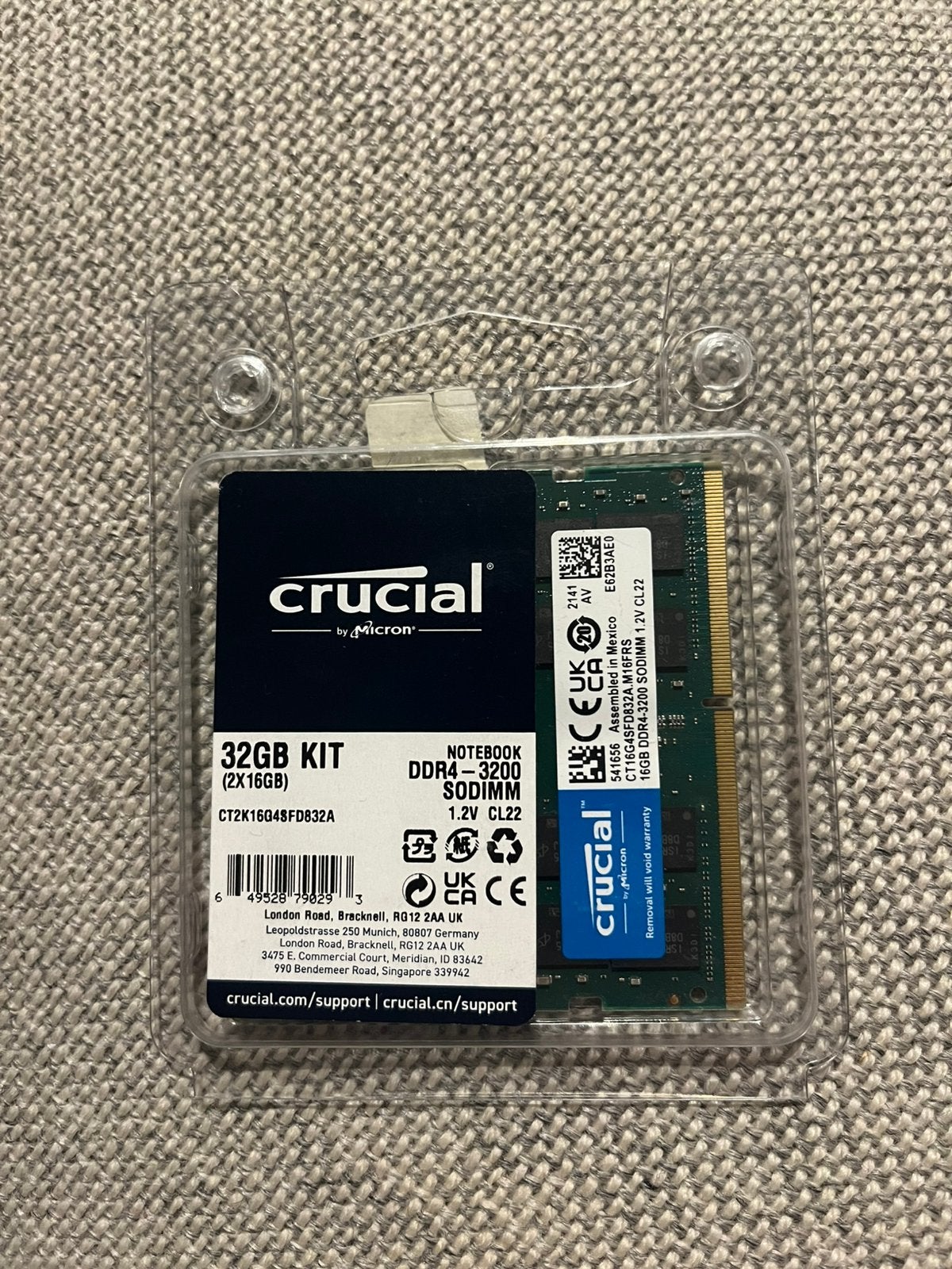 Crucial 32GB Kit (2x16GB) DDR4-3200 SODIMM Laptop RAM, Computers en Software, RAM geheugen, Ophalen, Gebruikt, 32 GB, DDR4