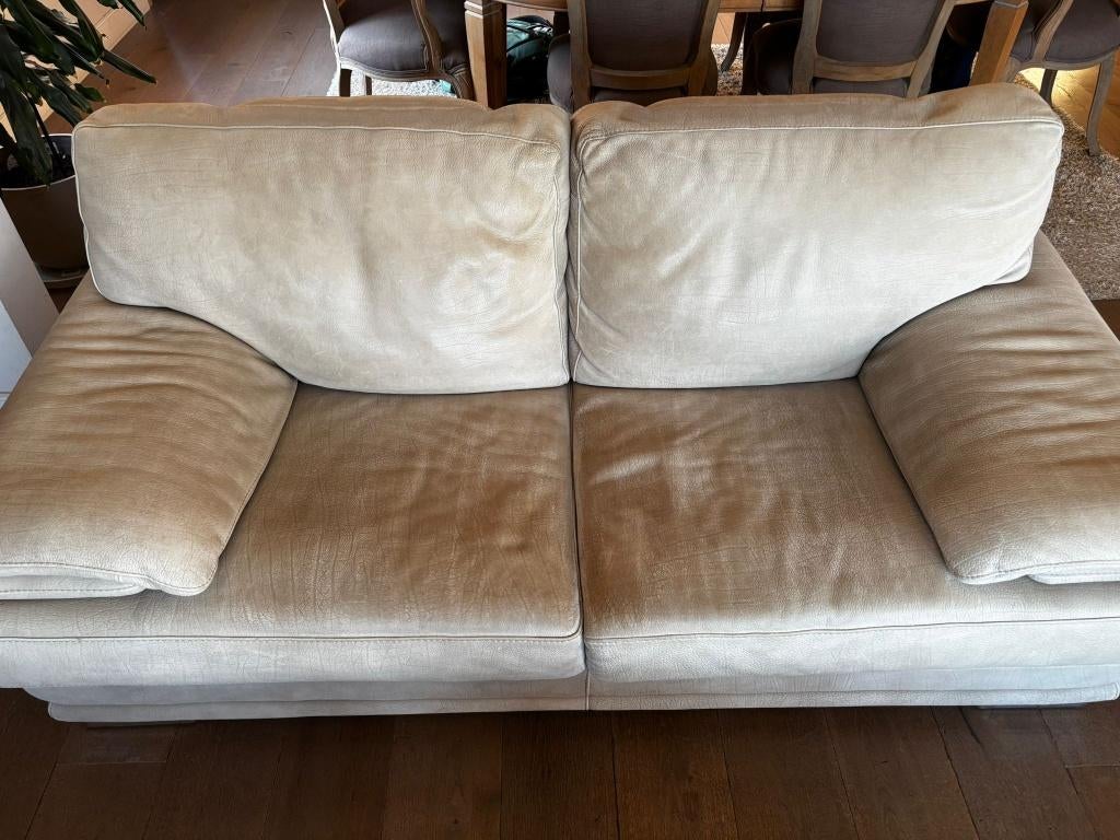 Salonzetels beige 2 stuks, Huis en Inrichting, Zetels | Zetels, Ophalen, Gebruikt, 100 tot 125 cm, 150 tot 200 cm