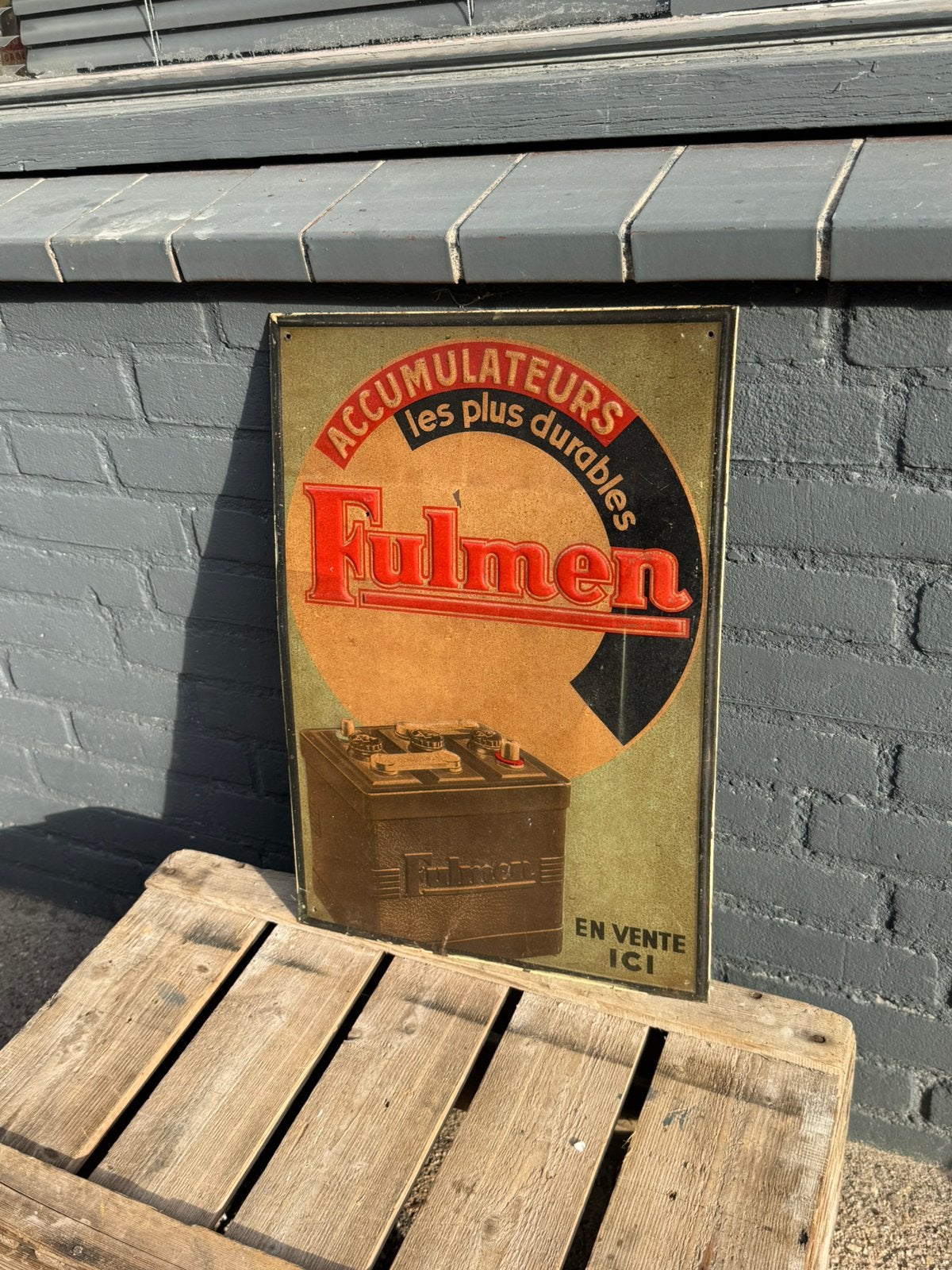 Panneau d'affichage ancien Fulmen Accu, Panneau publicitaire, ., Enlèvement, Utilisé