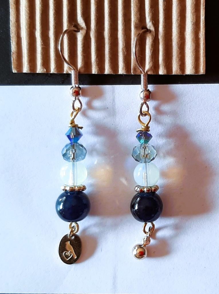 Te koop: Nieuw! Mooie blauw/witte oorbelletjes., Ophalen, Hangers, Blauw, Nieuw