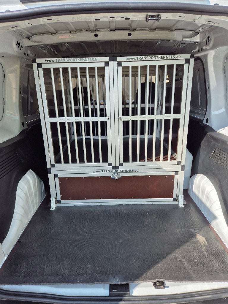 Dubbele transportkennel met materiaalschuif., Dieren en Toebehoren, Transportboxen, Ophalen, Gebruikt