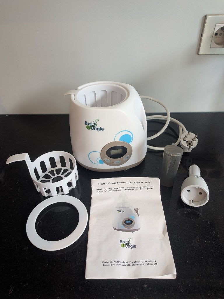 Bo Jungle flesverwarmer met autoadapter, Enlèvement, Comme neuf, Portable, Chauffe-biberons et petits pots