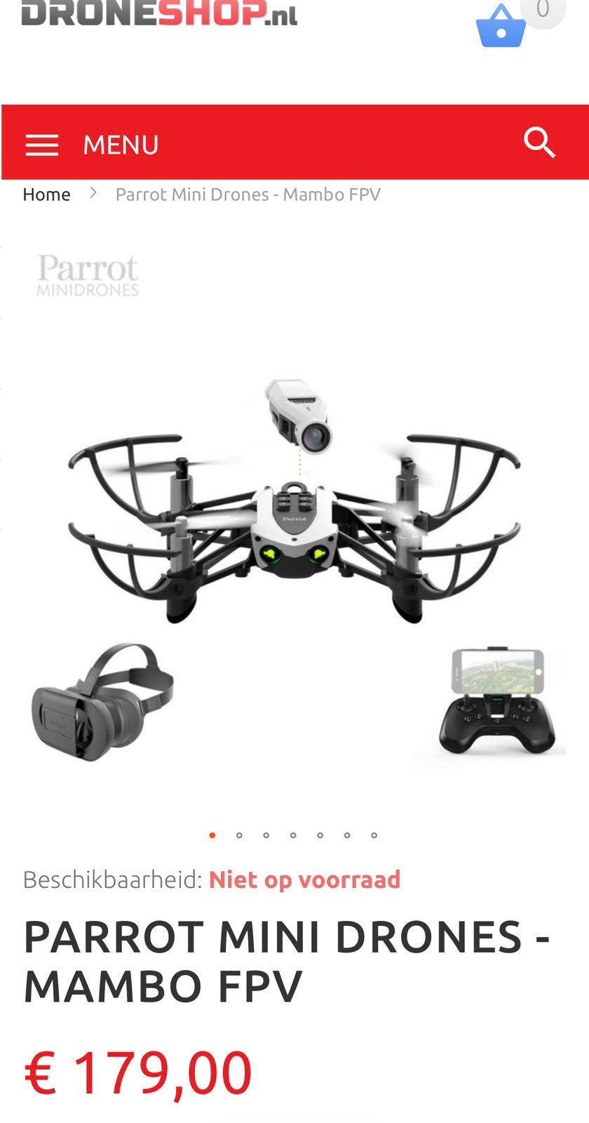 Parrot Mambo FPV + extra batterij -> in perfecte staat, Enlèvement ou Envoi, Comme neuf, Parrot