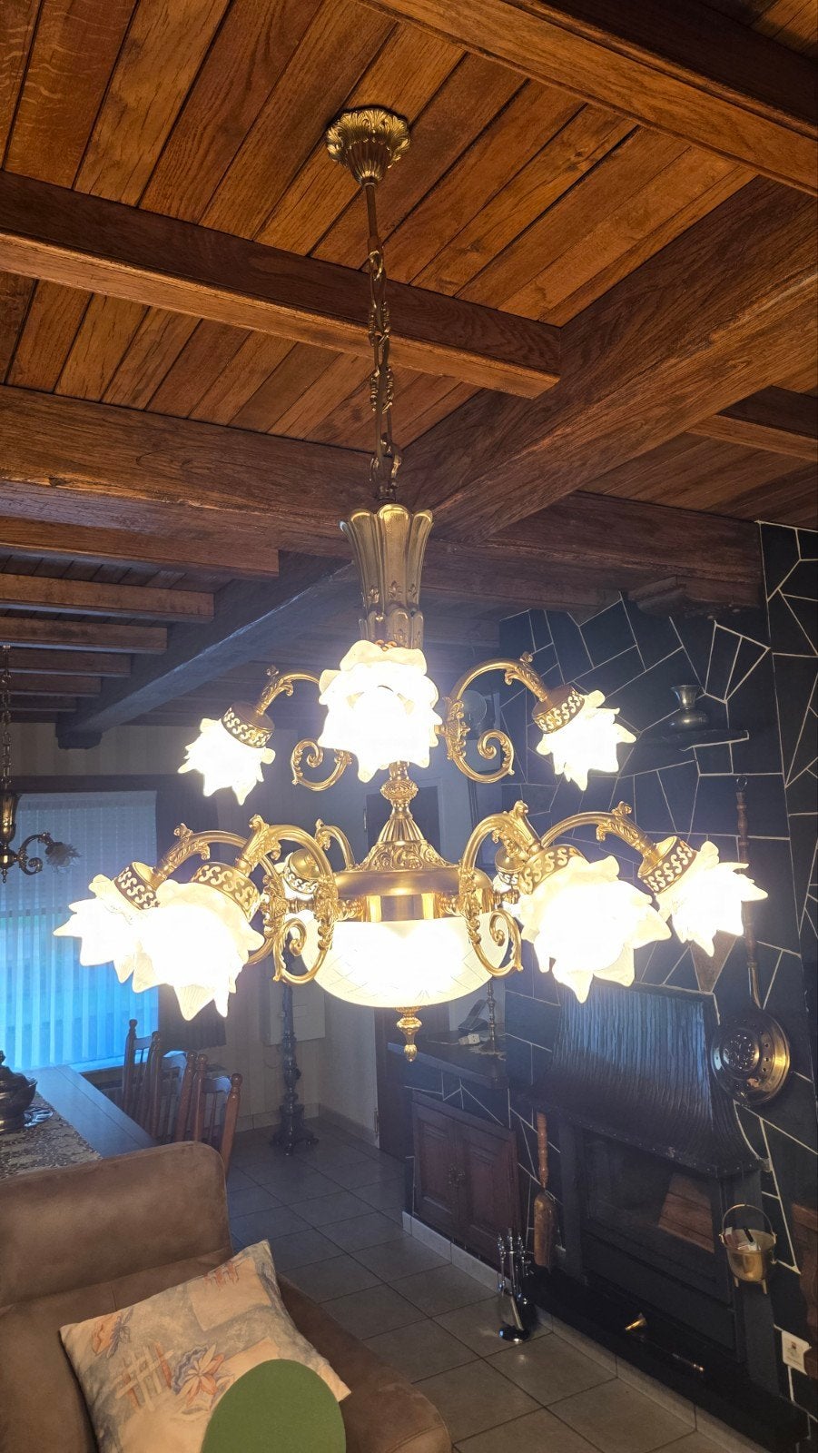 prachtige kroonluchter (koper), Huis en Inrichting, Lampen | Kroonluchters, Ophalen