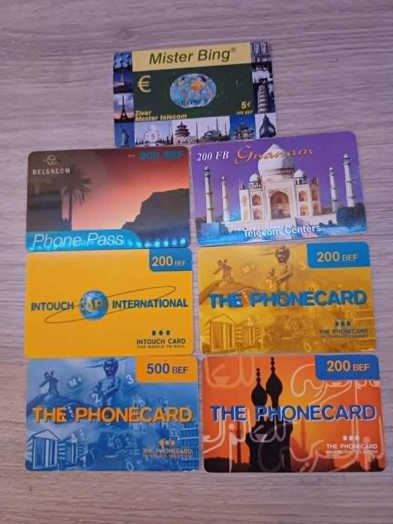 Lot de 7 cartes téléphoniques prépayées Belgique - Vintage, Collections, Cartes de téléphone, Envoi
