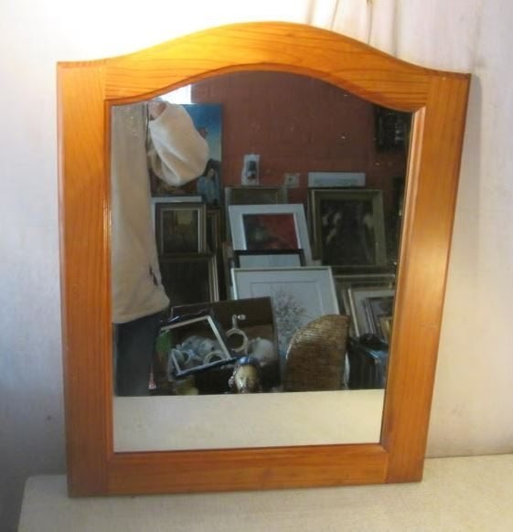 Mooi Houten Spiegel - 72x57, Ophalen of Verzenden, Zo goed als nieuw, Overige vormen