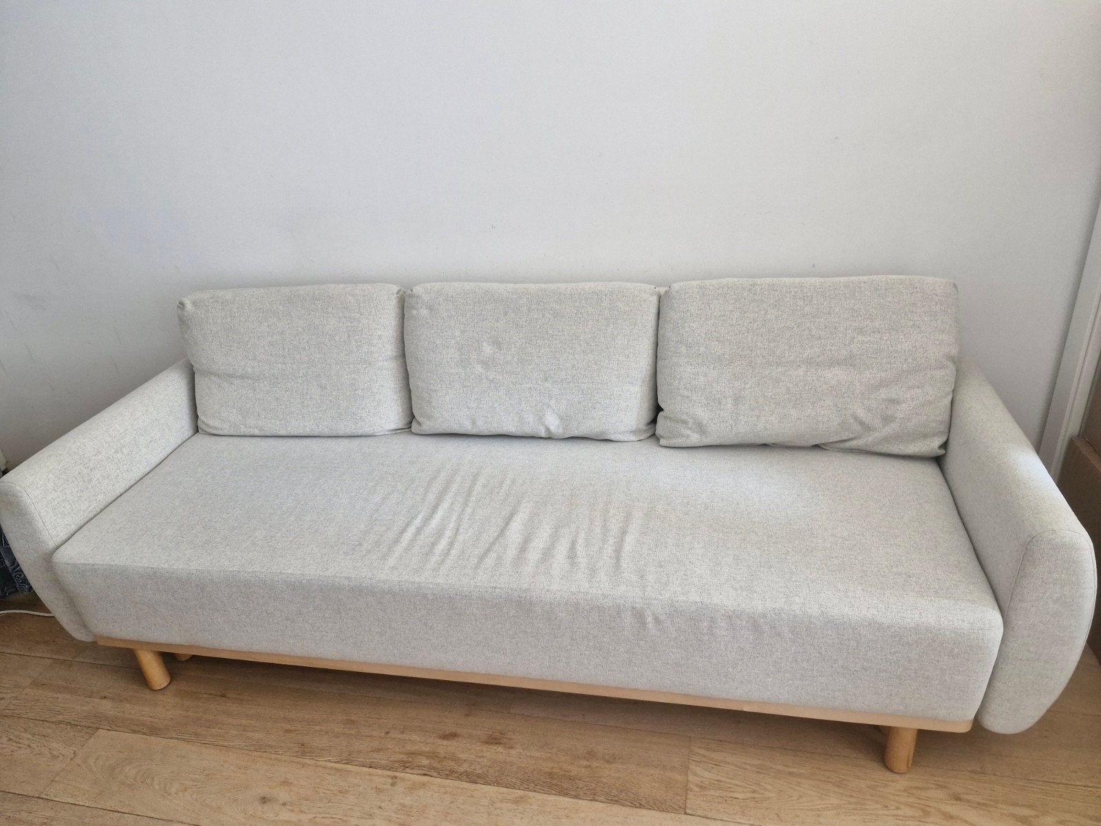 Canapé extensible Ikea gris tres bon etat, Trois personnes, Enlèvement ou Envoi, Comme neuf, Tissus