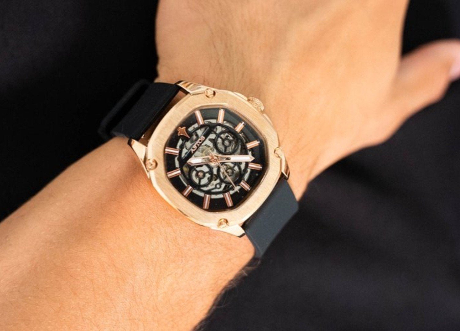 Astos heren horloge - Rosegold - Automatisch - zie info!, Bijoux, Sacs & Beauté, Montres | Hommes, Acier, Enlèvement, Synthétique