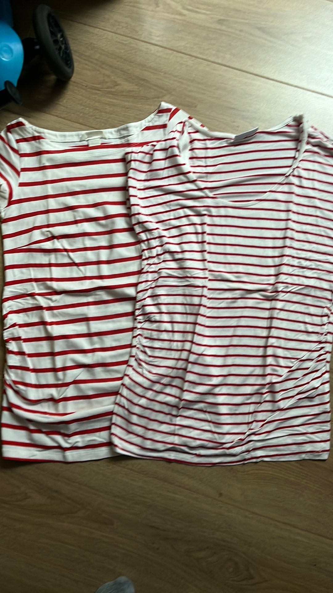 2 rood-wit gestreepte t-shirts (S), Maat 36 (S), Gedragen, Rood, Shirt of Top