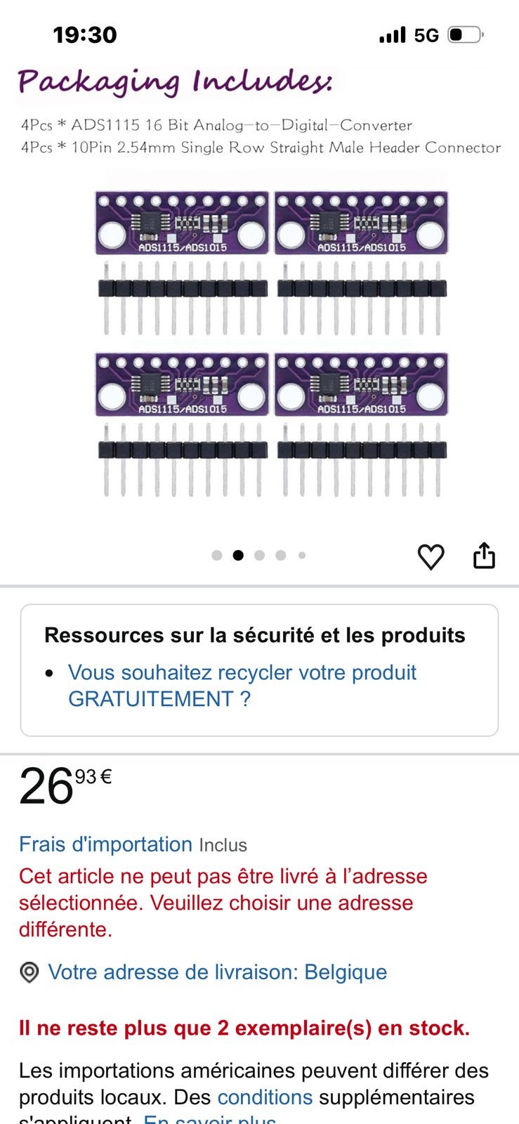 4 16-bits ADS1115  (ADC), een prijs van €26,93, Doe-het-zelf en Bouw, Elektriciteit en Kabels, Verzenden